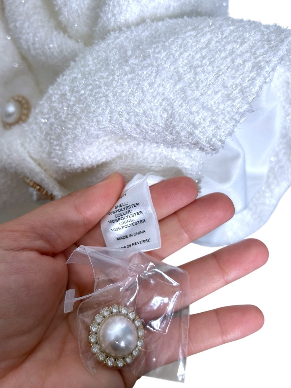 Alexia Admor Grady Ivory Boucle Tweed Rhinestone Button-Down Lace Detail Dress 6 - Picture 8 of 11